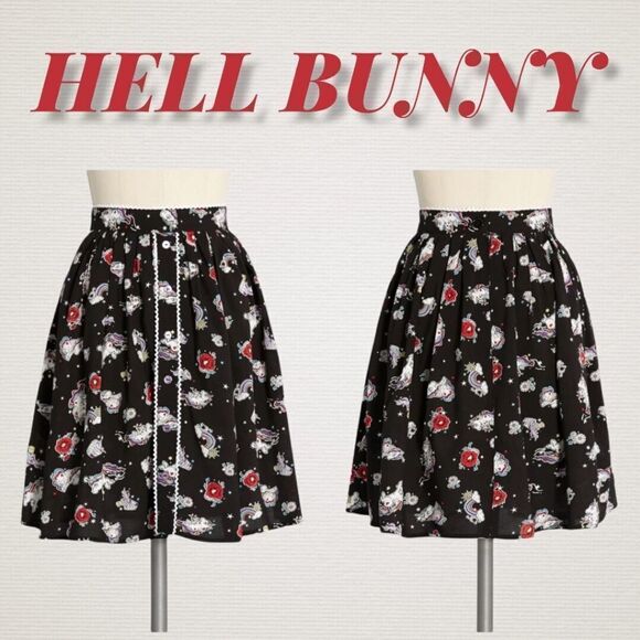 NWT HELL BUNNY Space Rainbows Unicorn Mini Skirt 2X
